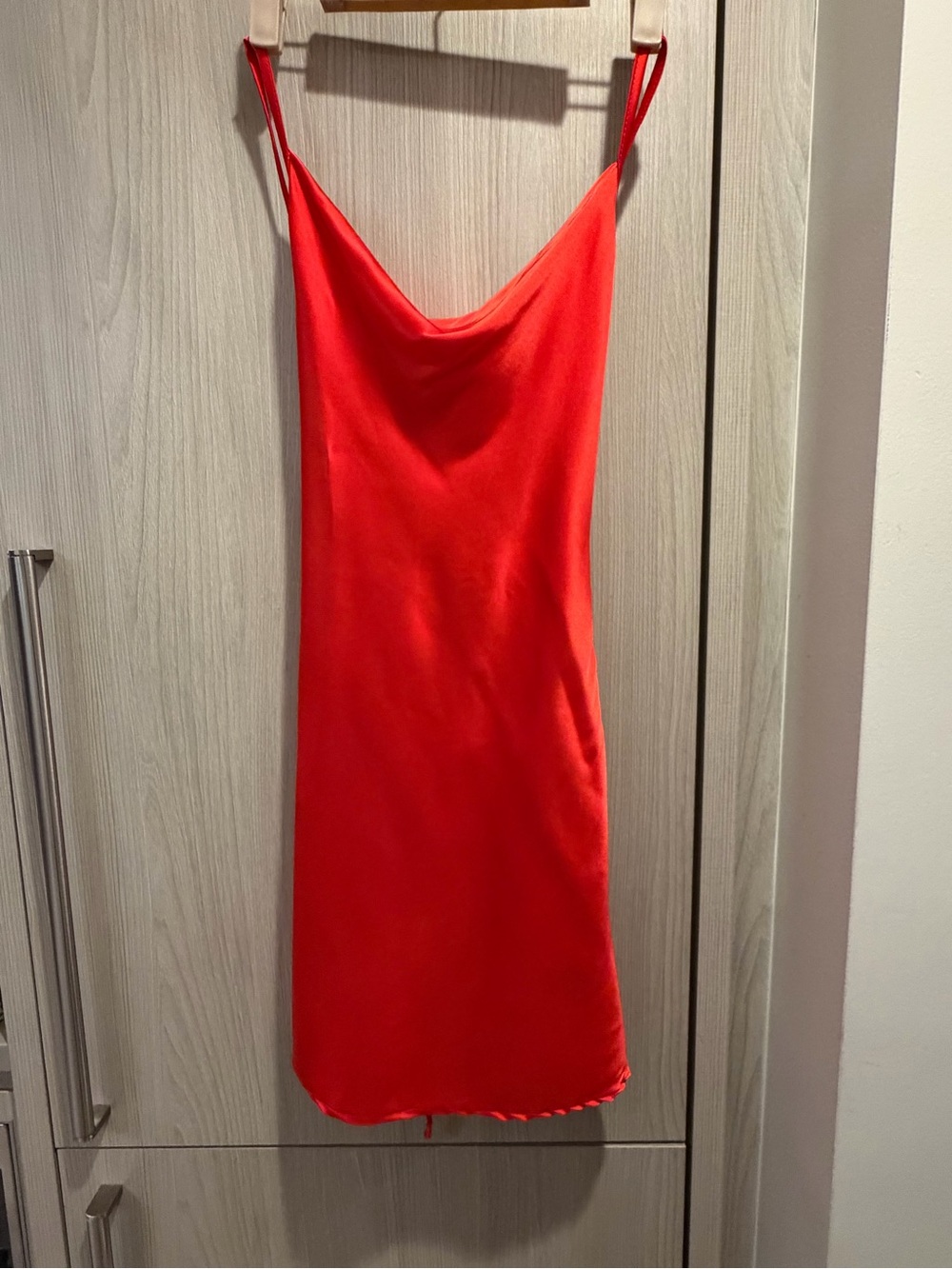 Brand New Red Satin Backless Slip Dress